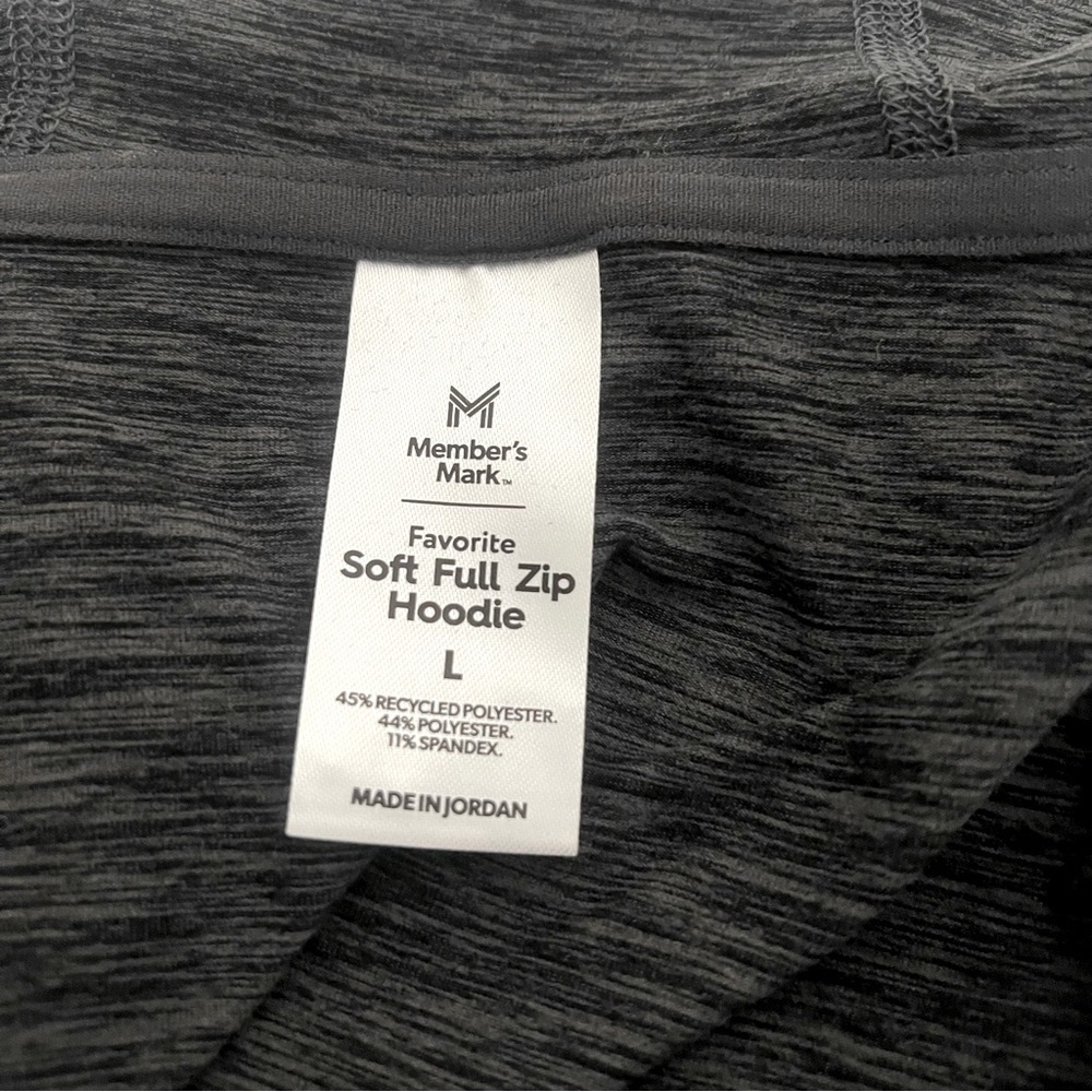 Members Mark Women’s Charcoal Favorite Soft Full Zip Hoodie Size Large NWOT - Picture 6 of 7
